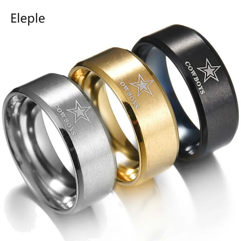 Мужские классические кольца Eleple ковбойские из нержавеющей стали с пятиугольной