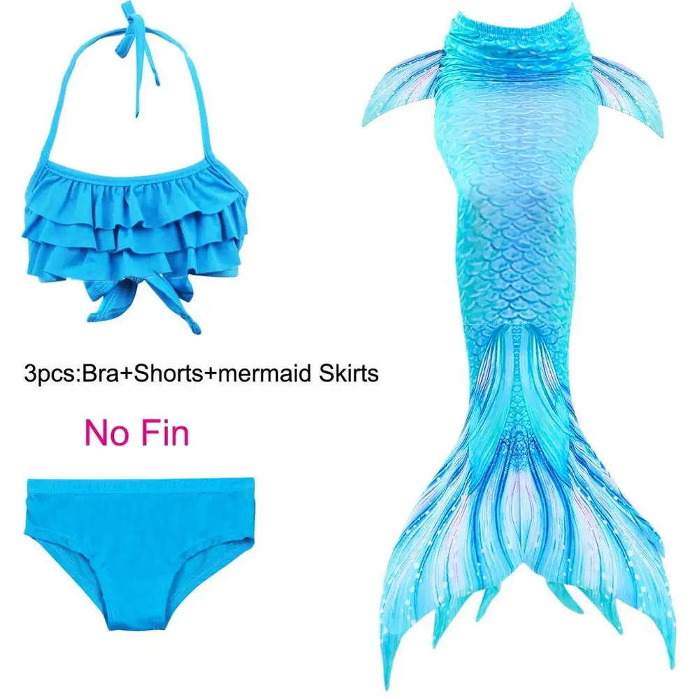 Mermaid 3 -3pcs Купальный костюм с хвостом русалки для девочек; купальный костюм с хвостом русалки для маленьких детей; детский купальный костюм с цветком плавника - Цвет: Mermaid 3 -3pcs