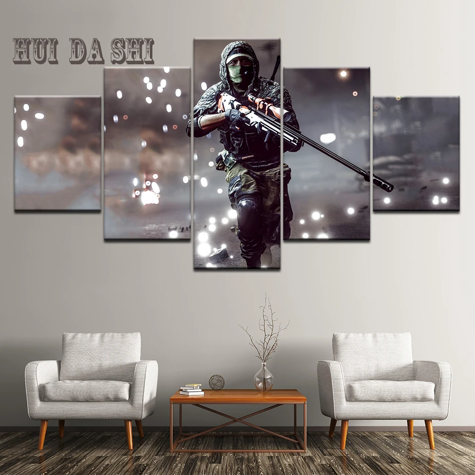 5 шт. холсте холст картина боя снайпера HD печатных Wall Art домашний декор плакат для
