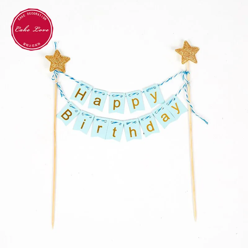 1 Set Happy Birthday Cake Topper Cupcake Toppers Flag Banner 1st Decoration Baby Shower Boy Girl Wedding Party | Дом и сад