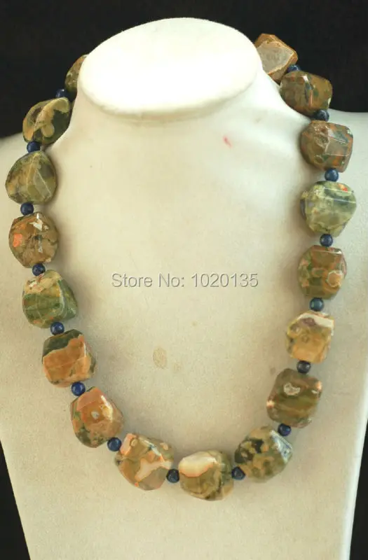 

wholesale peacock necklace stone wave faceted baroque unique lapis pazuli round 20-22mm 21inch beads