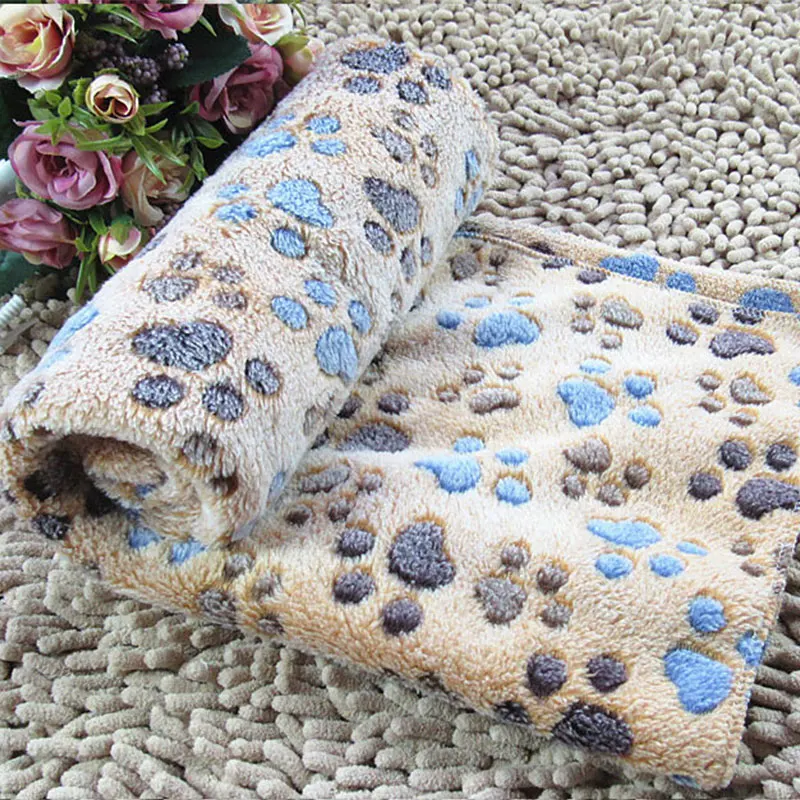 Winter Warm Pet Dog Blanket Cute Bed Mat Thick Coral Fleece Paw Print Sleeping Cover Cushion For Small Medium Dogs | Дом и сад