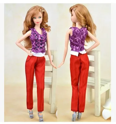 x59 top and pant Брендовая Новинка, хорошее качество, одежда, пальто, брюки, облегающее Вечернее красное, синее кружевное платье, юбка, аксессуары для BB 1:6, кукла BBI00590 - Цвет: x59 top and pant
