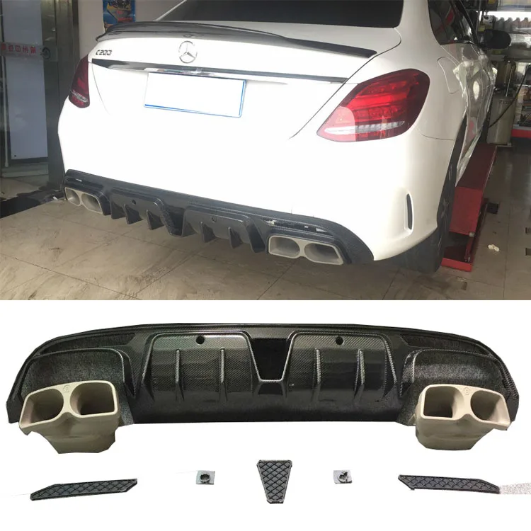 

Карбоновый задний диффузор W205 C63 с выхлопным наконечником для подтяжки лица до W205 B Стиль 14 лет ~