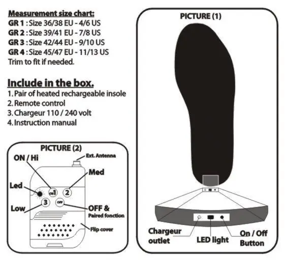 1450mAh Remote Control Heated Insoles Rechargeable Foot Warmer Insole Electric Adjustable Shoe Pad | Спорт и развлечения