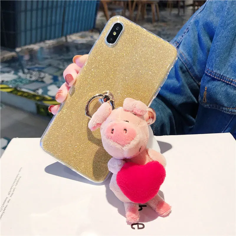 Милая плюшевая кукла Мягкий мобильный телефон в виде ракушки для IPhone XS XR X MAX 8 7 6 5 4