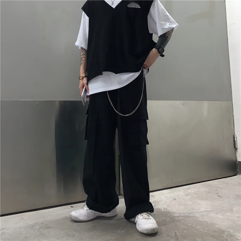 Спортивные штаны Harajuku стрейч брюки уличные модные широкие брюки уличные Большие размеры одежда футболка пальто Обычная трикотажная футболка Размер vero