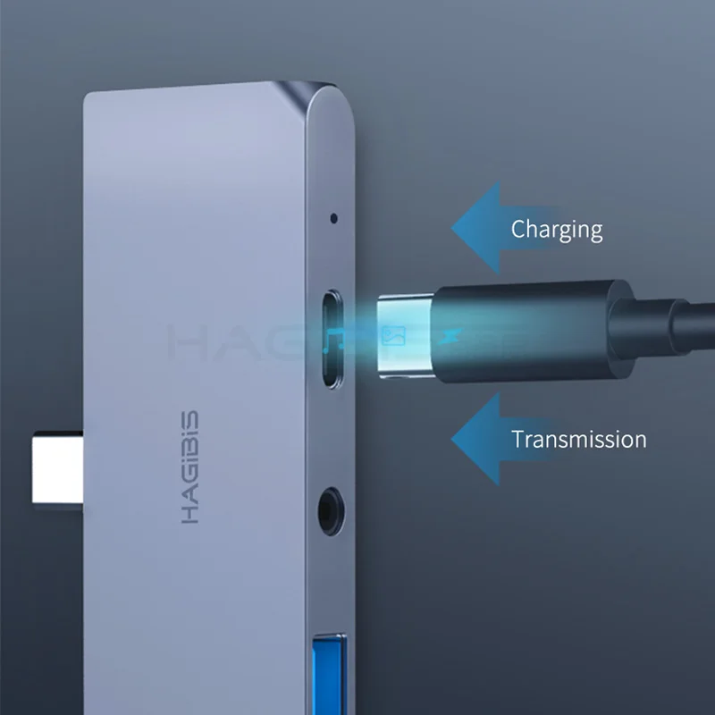 Хагбис USB C концентратор TYPE-C к HDMI-совместимый адаптер 3 5 мм аудио PD зарядка 0 порт