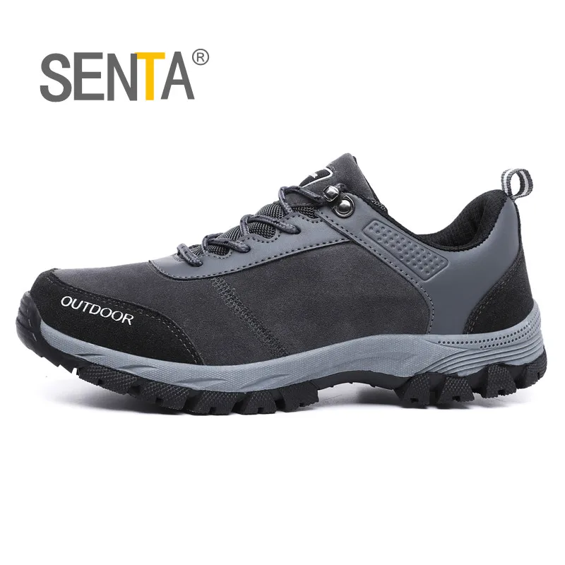 

SENTA Men Hiking Shoes Non-slip Outdoor Sport Sneakers Waterproof Trekking Shoes Leather Mountain Climbing Shoes Size 39-48