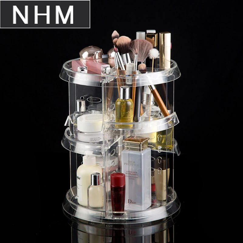 

Acrylic texture cosmetic box 360 - degree rotating cosmetic shelf sorting rack