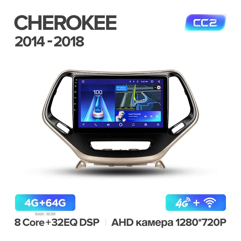 TEYES CC2 Штатная магнитола для Джип Чероки 5 Jeep Cherokee 5 KL Android 8.1, до 8-ЯДЕР, до 4+ 64ГБ 32EQ+ DSP 2DIN автомагнитола 2 DIN DVD GPS мультимедиа автомобиля головное устройство - Цвет: Cherokee 5 CC2 64G
