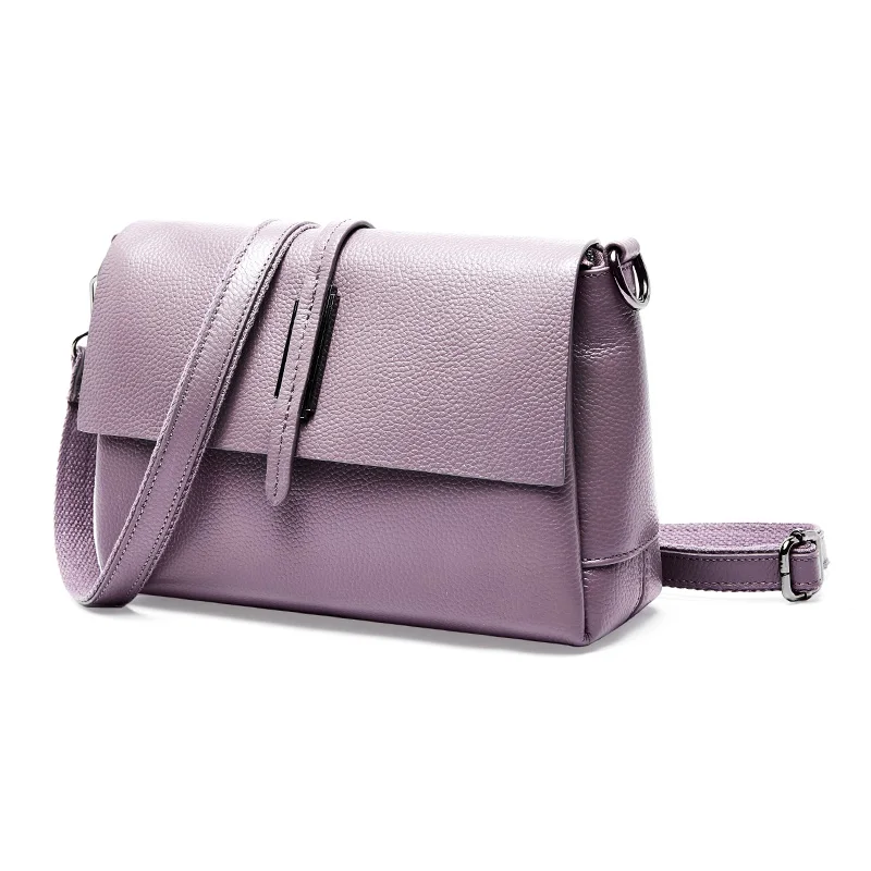 Taro color Новые женские сумки через плечо из натуральной кожи, модная женская сумка через плечо, маленькая сумка с откидной крышкой, женские сумки - Цвет: Taro color