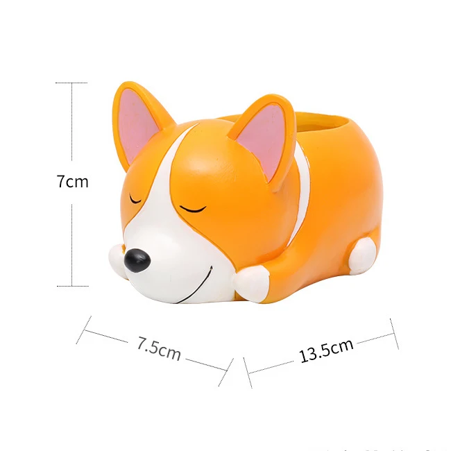 Corgi Милый мультфильм Животные цветочный горшок Смола щенок мульти-мясо цветочный горшок суккулент кашпо горшки домашний сад двора украшения бонсай подарок - Цвет: Corgi