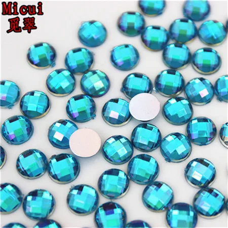 Sky Blue AB Micui 6/8mm Crystal AB Round Acrylic Nail Rhinestones Flatback Glue On Non Hotfix Stones Appliques For Craft DIY Nail Art MC341 - Цвет: Sky Blue AB