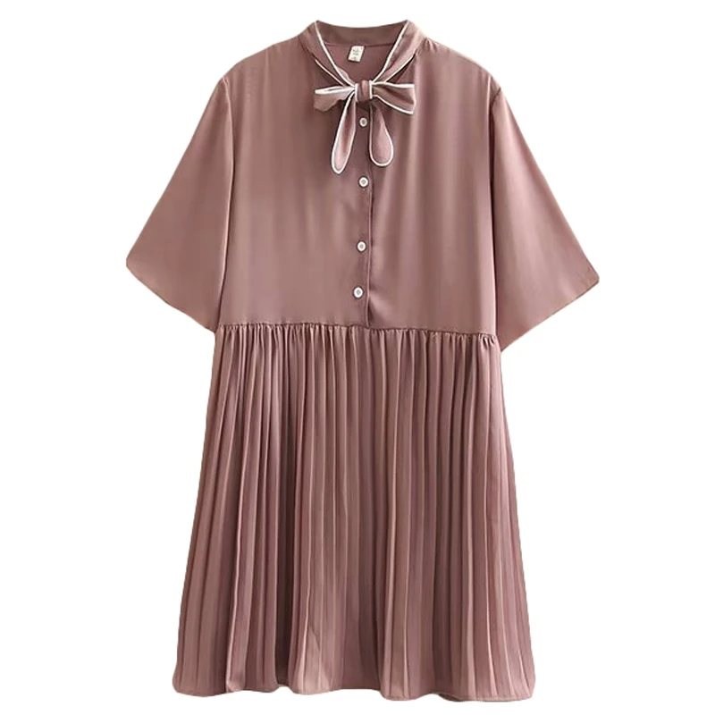 Платье PERHAPS U женское розовое свободное однотонное шифоновое мини платье с