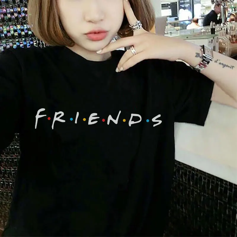 

Забавные футболки с надписью FRIENDS, Женская Повседневная футболка в Корейском стиле, лето 2019