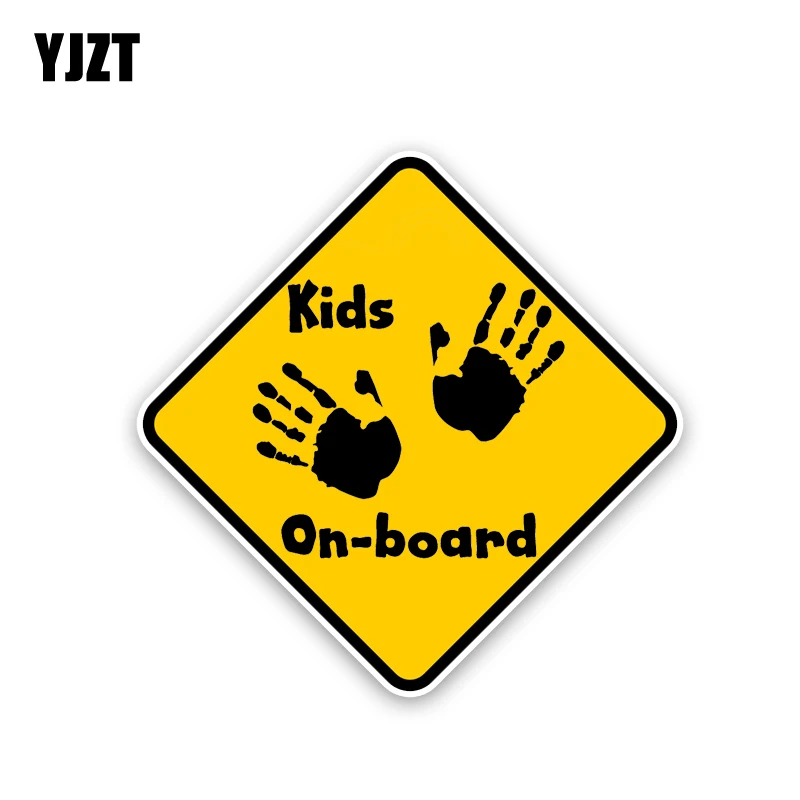 

YJZT 13.8CM*13.8CM Kids On Board Decal Warning Personal Handprint Car Sticker PVC 12-40424