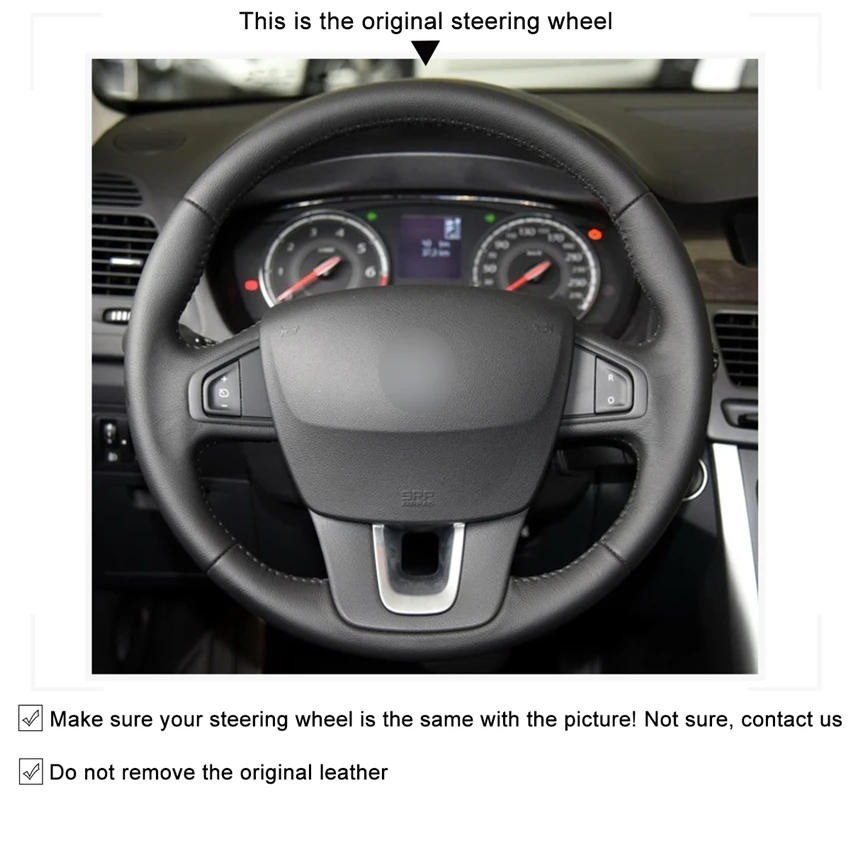 Черная крышка рулевого колеса из искусственной кожи для Renault Laguna 2008- широта 2010- Renault samsung SM5 2009