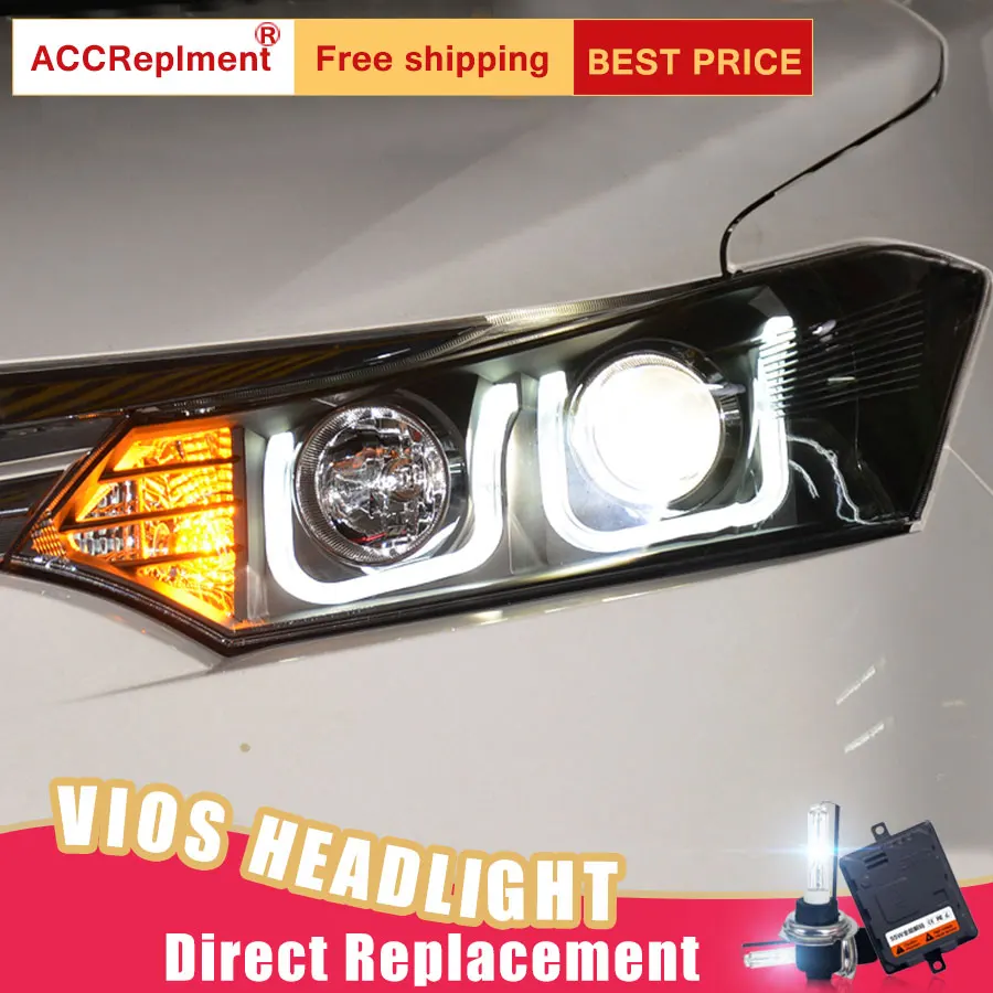 2 шт. светодиодный фары для Toyota Vios 2013-2016 Автомобильные ангельские глазки комплект