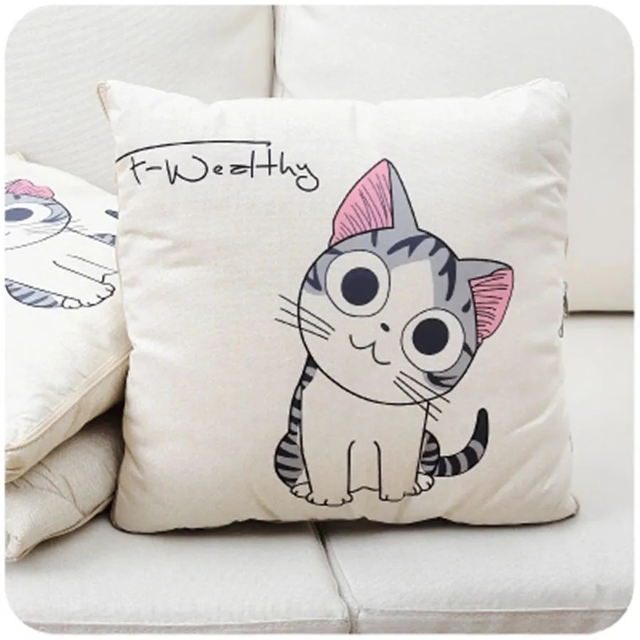 Забавная Милая мультяшная диванная подушка 40x40 см декоративная синяя мягкая