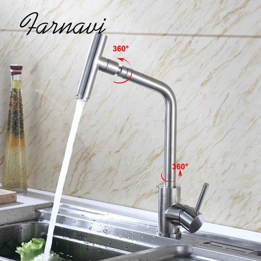 Kitchen Sink Faucet Stainless Steel Home Improvement Decor Unique Design No Pb Swivel Water Mixer Tap | Обустройство дома