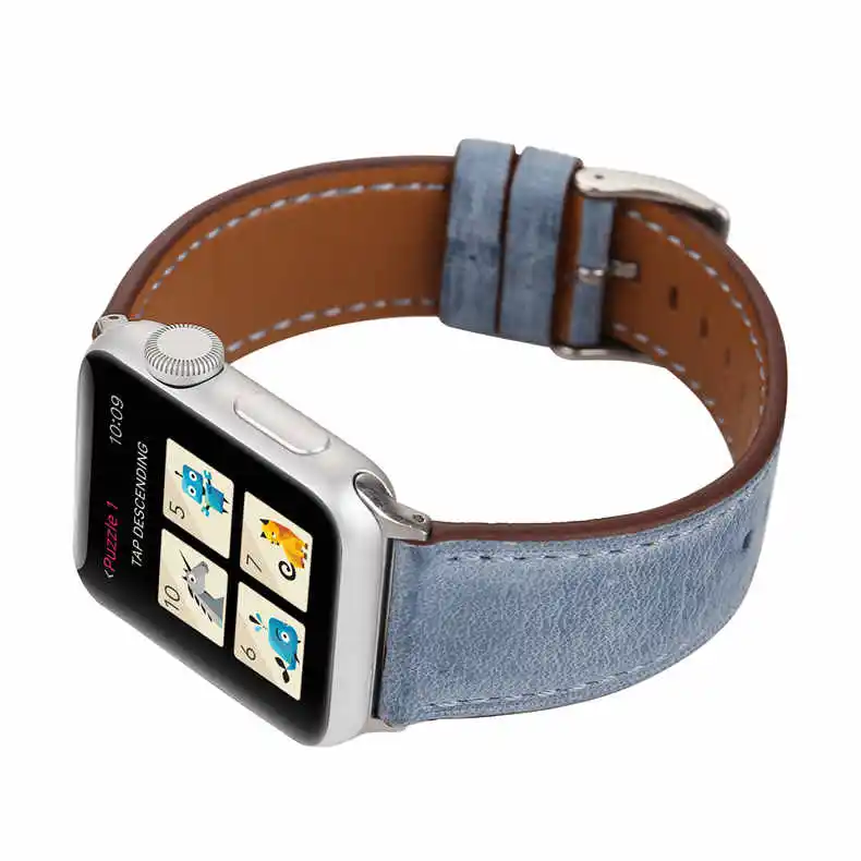 Красочные из натуральной кожи ремешок для наручных часов Apple Watch серии 1/2/3/4/5 браслет для наручных часов iWatch, 44 мм, 42 мм, 40 мм, 38 мм, версия ювелирных аксессуаров