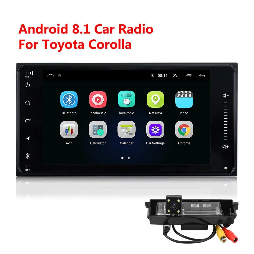 with RAV4 camera Android 8,1 Двойной Дин радио для Toyota Terios Старый Corolla Camry wifi Bluetooth gps навигация Универсальный Радио Емкостный - Цвет: with RAV4 camera