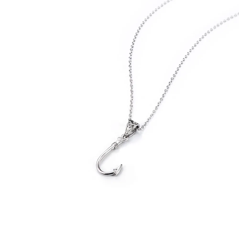 Цепочка чокер женская из серебра 925 пробы с кулоном в виде рыбьего крючка|jewelry for