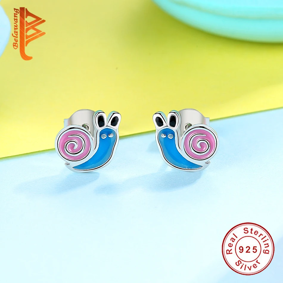 925 стерлингового серебра серьги милые насекомых улитки животных в виде капель с
