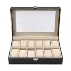 Коробка для часов из искусственной кожи, 12 слотов, дисплей, органайзер для хранения ювелирных изделий, футляр для упаковки, черный, для деловых людей