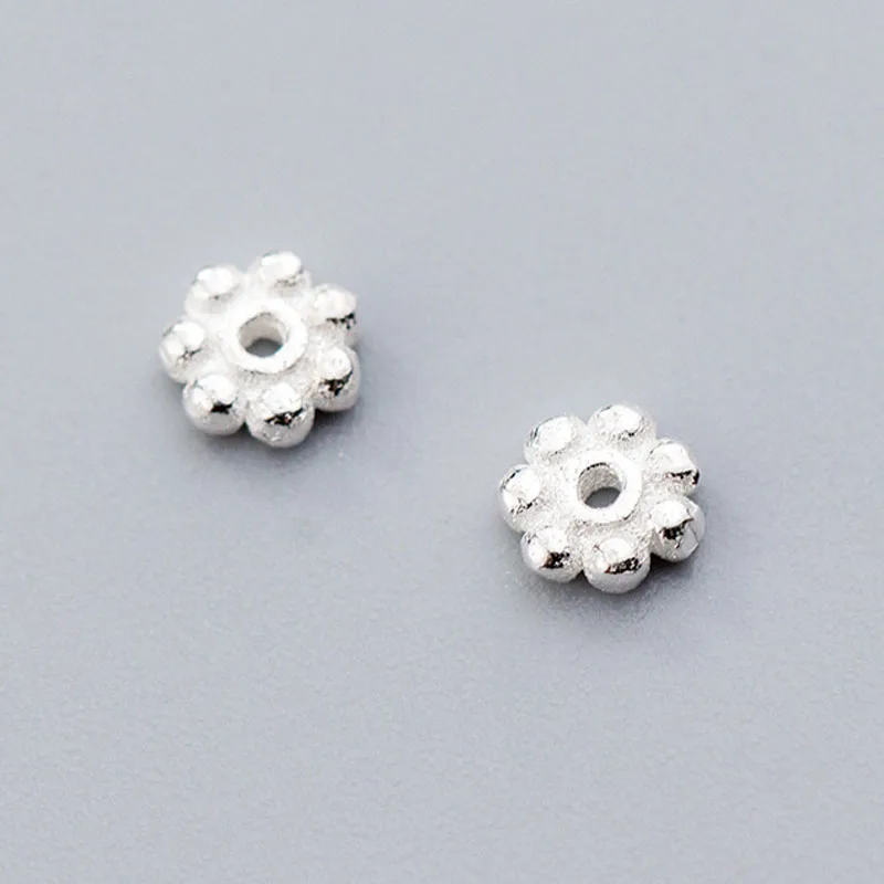 

5pcs/lot 925 Sterling Silver Flower Beading Spacer 4mm Fancy Jewelry Decoration Charm Septum DIY Fine Jewelry Making Accessories