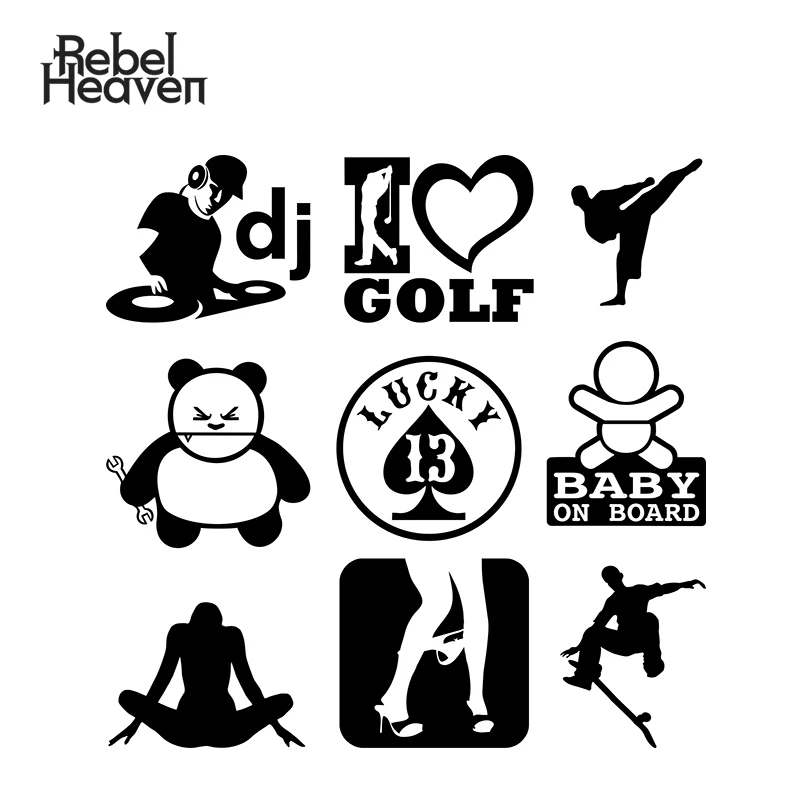 Rebel Heaven забавная JDM наклейка для автомобиля ребенка на борту мальчик DJ I Love Golf