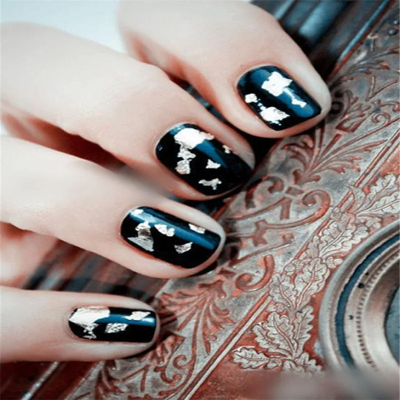 12 горшок/набор золотые наклейки для ногтей SL блестки чешуйчатая фольга DIY