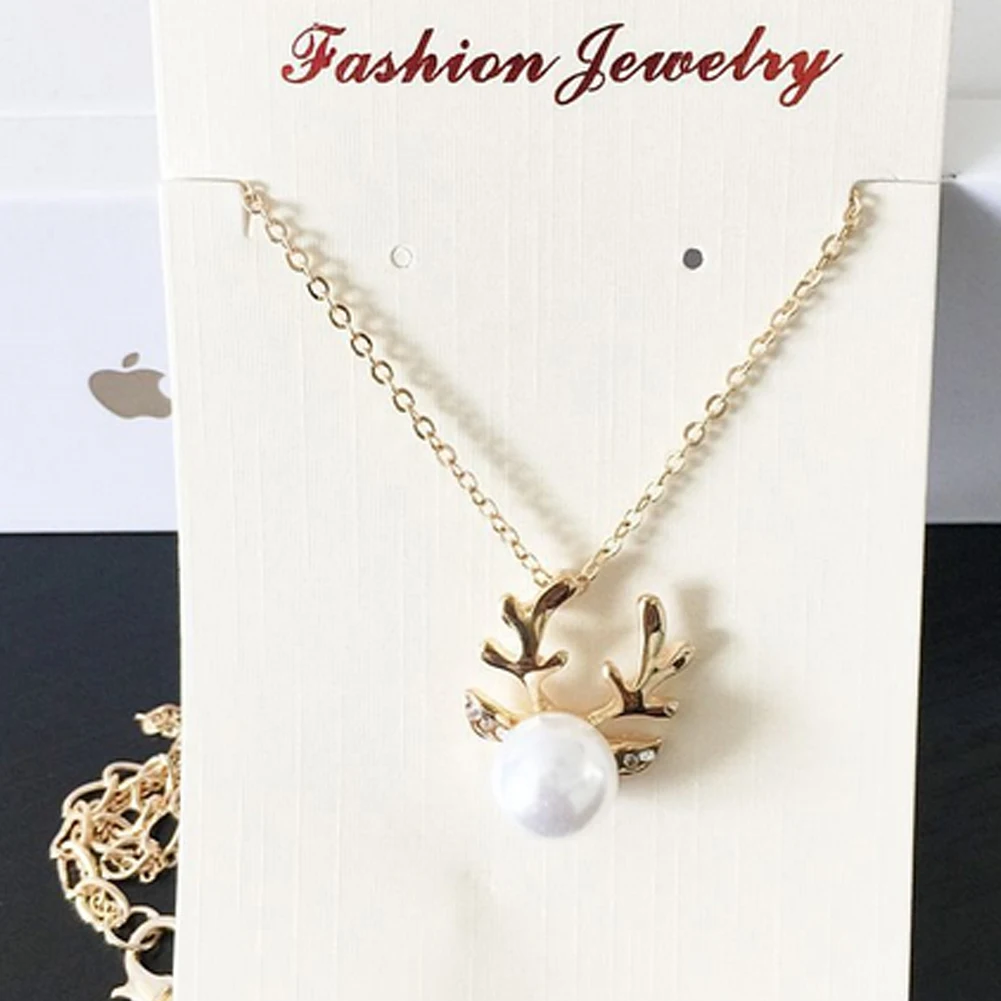 1 комплект модные стильные рога жемчужный ожерелье изысканный хрусталь кулон с