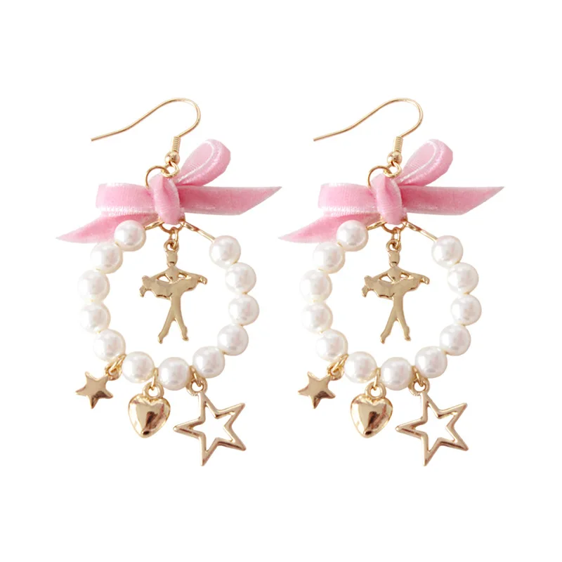 Серьги гвоздики женские с искусственным жемчугом и бантом| |