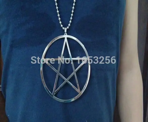 Большой размер 4 ''полированный пентаграмма с пентаграммой в круг