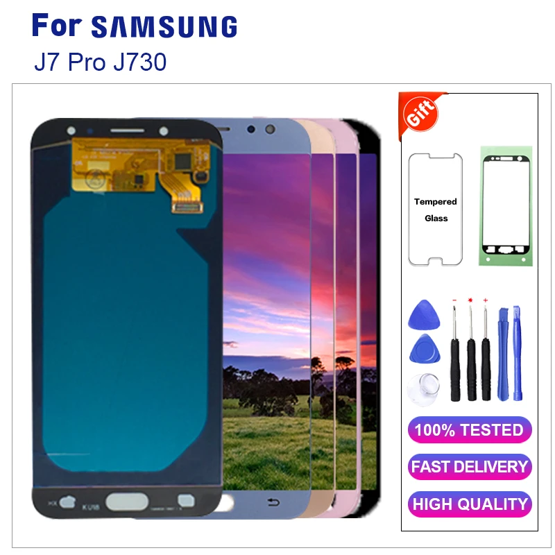 Для samsung Galaxy J7 Pro 2017 J730F ЖК дисплей сенсорный экран дигитайзер для J730 Замена +