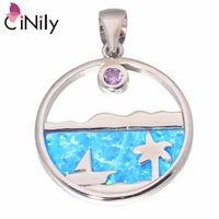 cinily created blue white fire opal kunzite silver plated wholesale hot sell jewelry for women party pendant 1 14 od6741 42
