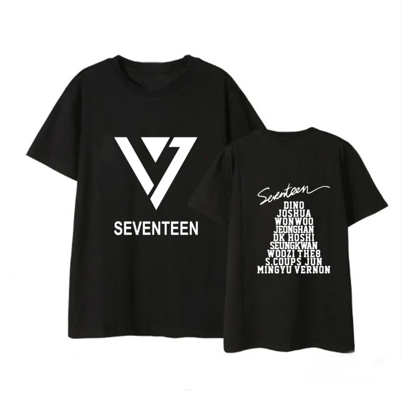 K Pop Kpop/Клубные рубашки с надписью SEVENTEEN Повседневная Свободная футболка коротким