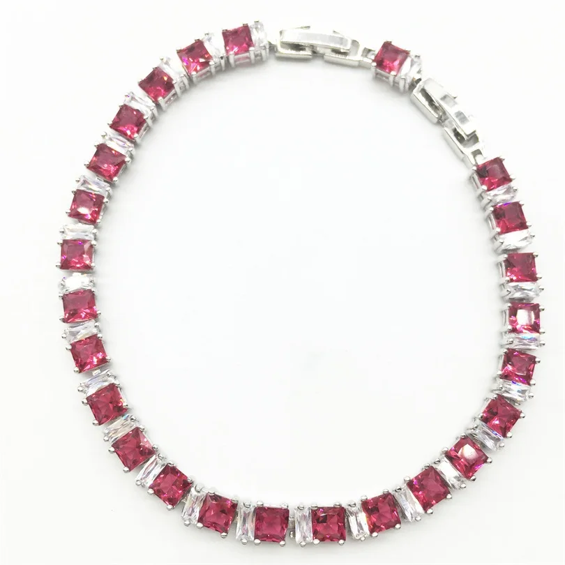 

Женские браслеты-цепочки из стерлингового серебра с розовым камнем, ювелирные изделия, рождественский подарок, бесплатная доставка