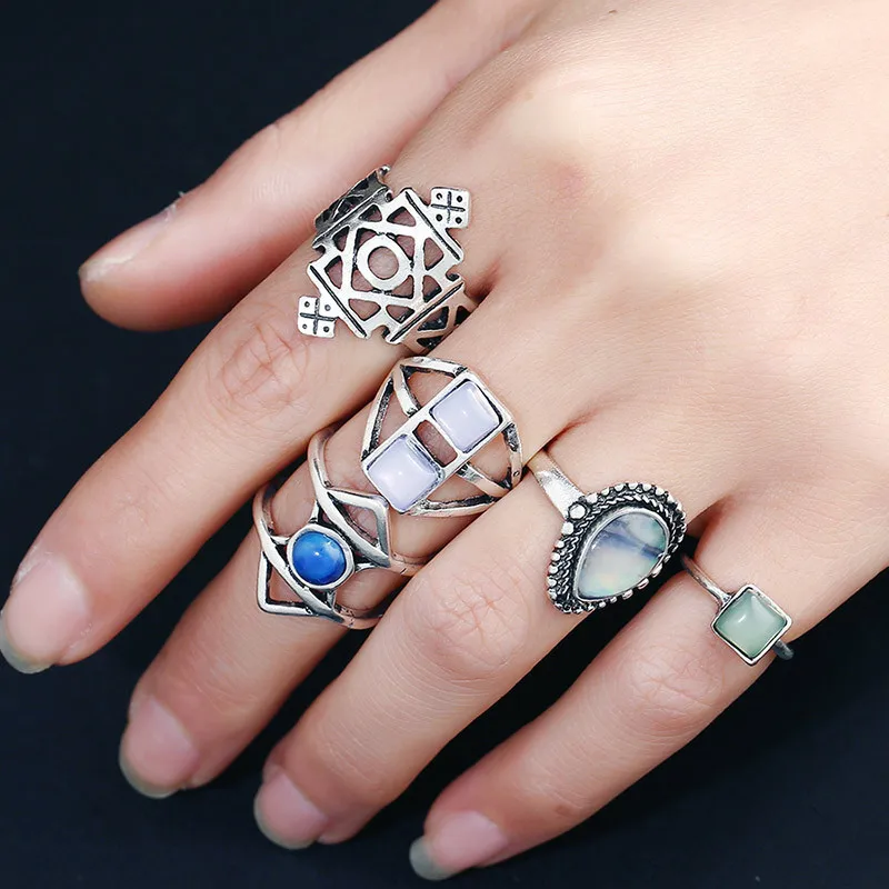 Винтаж кольцо комплект ювелирных изделий для женщин модные Anel Aneis Bague камень