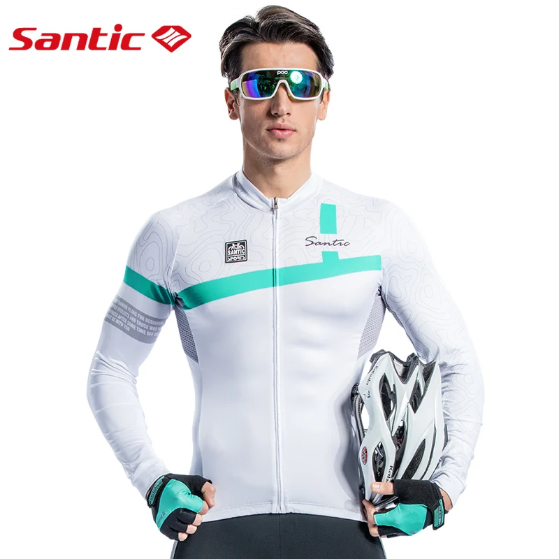 Santic, мужские майки для велоспорта с длинным рукавом, Pro Fit, для шоссейного велосипеда, MTB, топ, Джерси, весна-лето, дышащие майки для велоспорта, азиатские S-4XL, C01090
