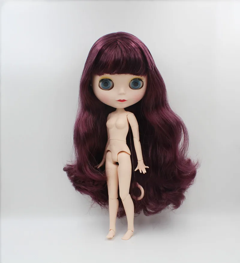 Кукла Blygirl кукла Blyth вьющиеся волосы виноградной фиолетовой бахромы 1/6 Обнаженная