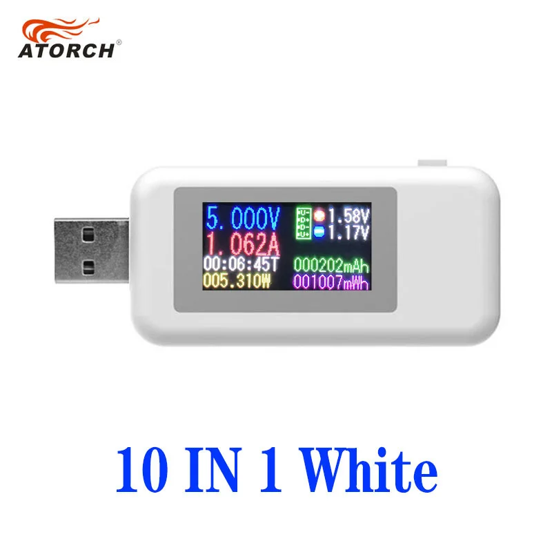 1XWhite U96 13 в 1 USB Тестер DC Цифровой вольтметр amperimetro Напряжение Ток вольтметр Амперметр детектор банк питания индикатор зарядного устройства - Цвет: 1XWhite