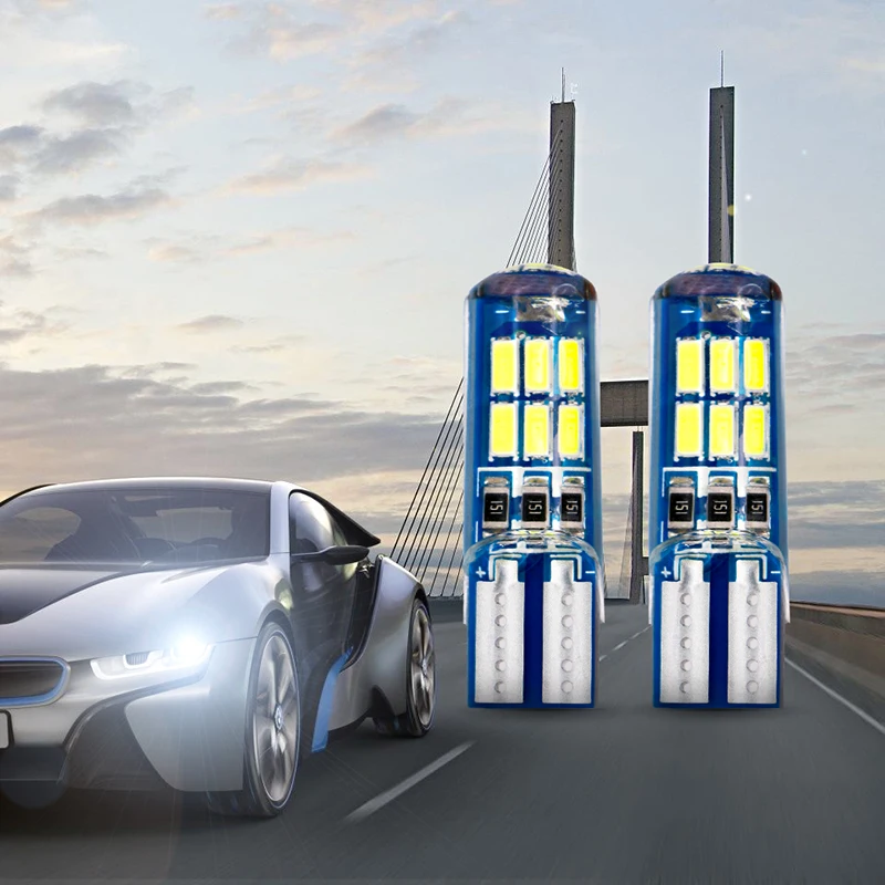 2 шт. силиконовые светодиодсветодиодный лампы для салона автомобиля T10 W5W 12 в 3014 15