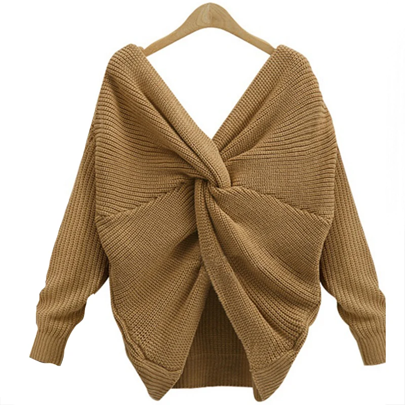 AECU свитер с v-образным вырезом Женский Вязанный пуловер крест-накрест для женщин