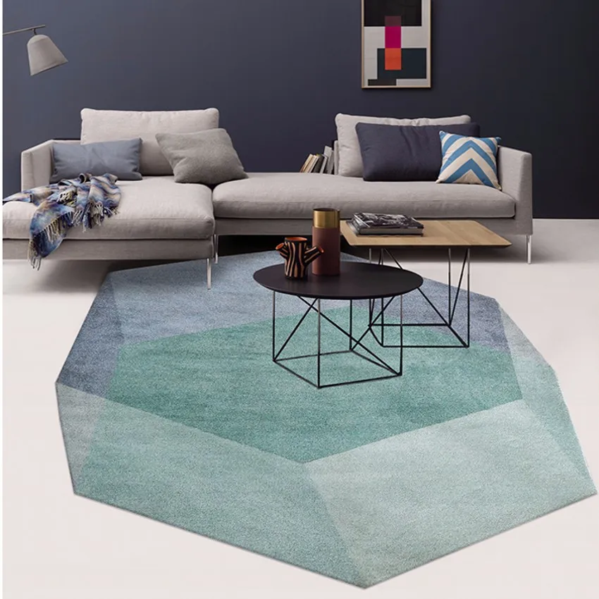 저렴한 독특하고 불규칙한 기하학적 디자인 북유럽 대형 카펫, 사무실 카펫, 접지 매트, 녹색 혼합 장식