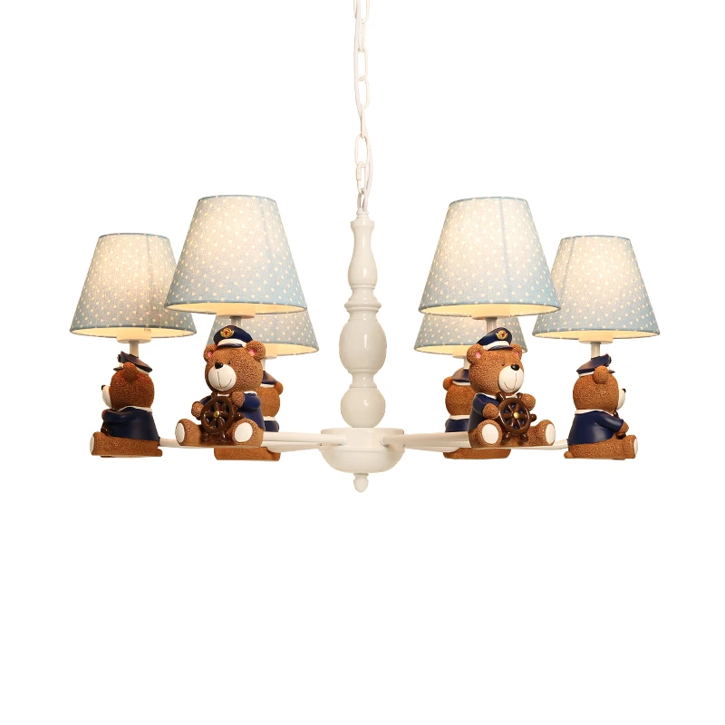 Qiseyuncai Nordic children's room cartoon led bear chandelier cute warm creative boy girl bedroom E27 lamp free shipping | Лампы и