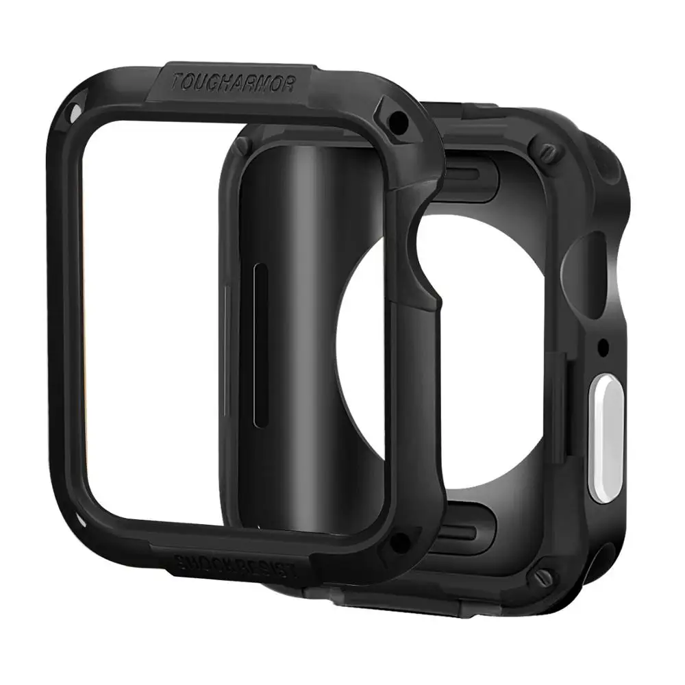 Чехол для apple watch band apple watch 4 3 5 band 44 м 40 мм iwatch band 42 мм/38 мм бампер аксессуары для часов крышка экрана - Цвет: black