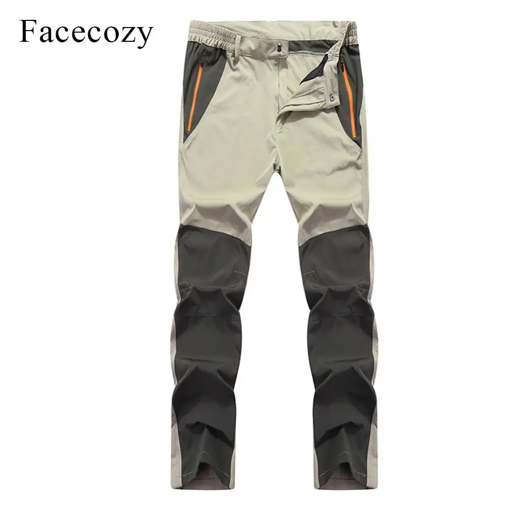 Khaki Army Green Facecozy мужские летние дышащие походные брюки для рыбалки быстросохнущие уличные спортивные брюки эластичные тонкие брюки, защищающие от УФ-излучения мужские брюки - Цвет: Khaki Army Green